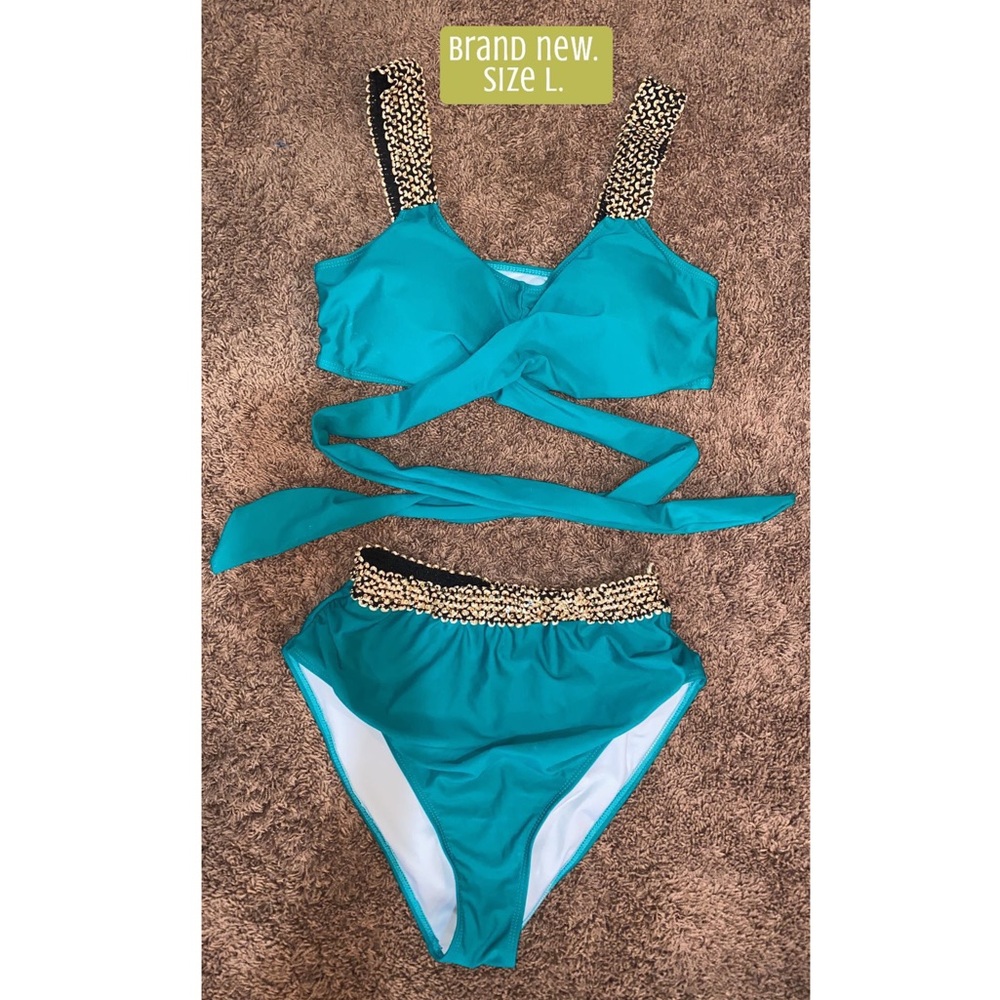 Teal 2 piece bikini set